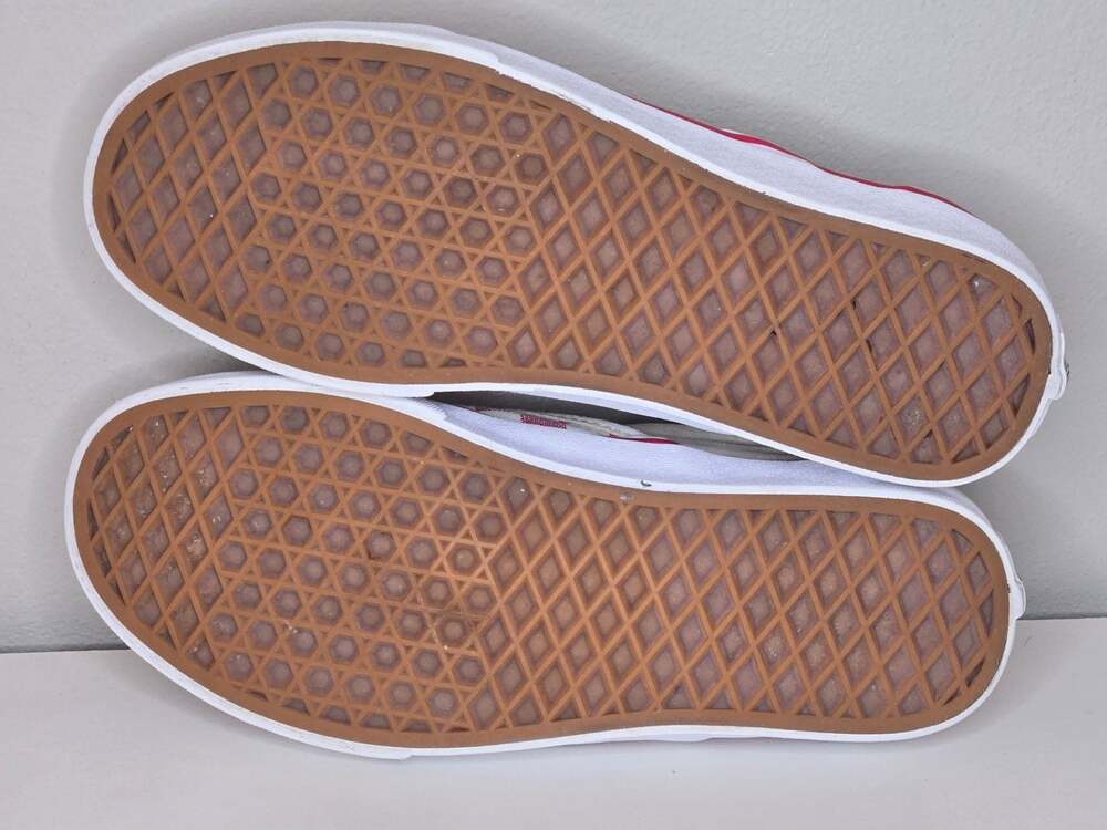 Vans Classic Slip-On Checkerboard Racing Red/White Sneakers - Picture 6 of 7